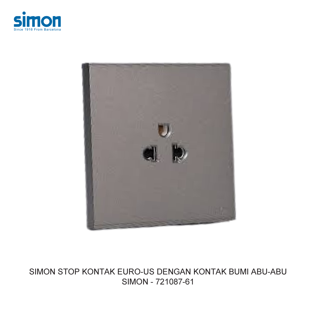SIMON E6 EURO-US SOCKET WITH EARTH CONTACT GREY
