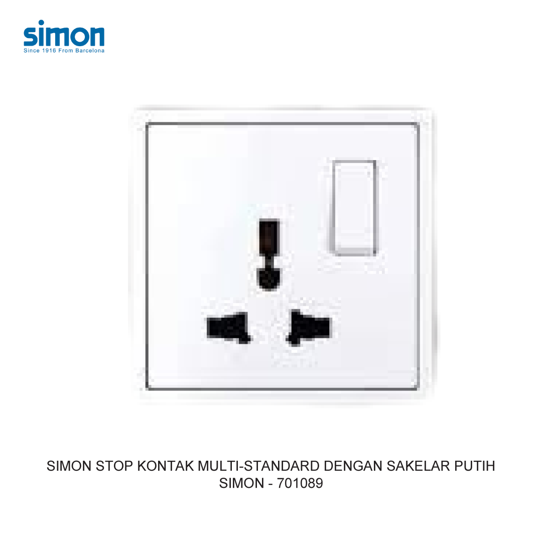 SIMON i7 MULTI-STANDARD SOCKET MODULE WITH SWITCH WHITE