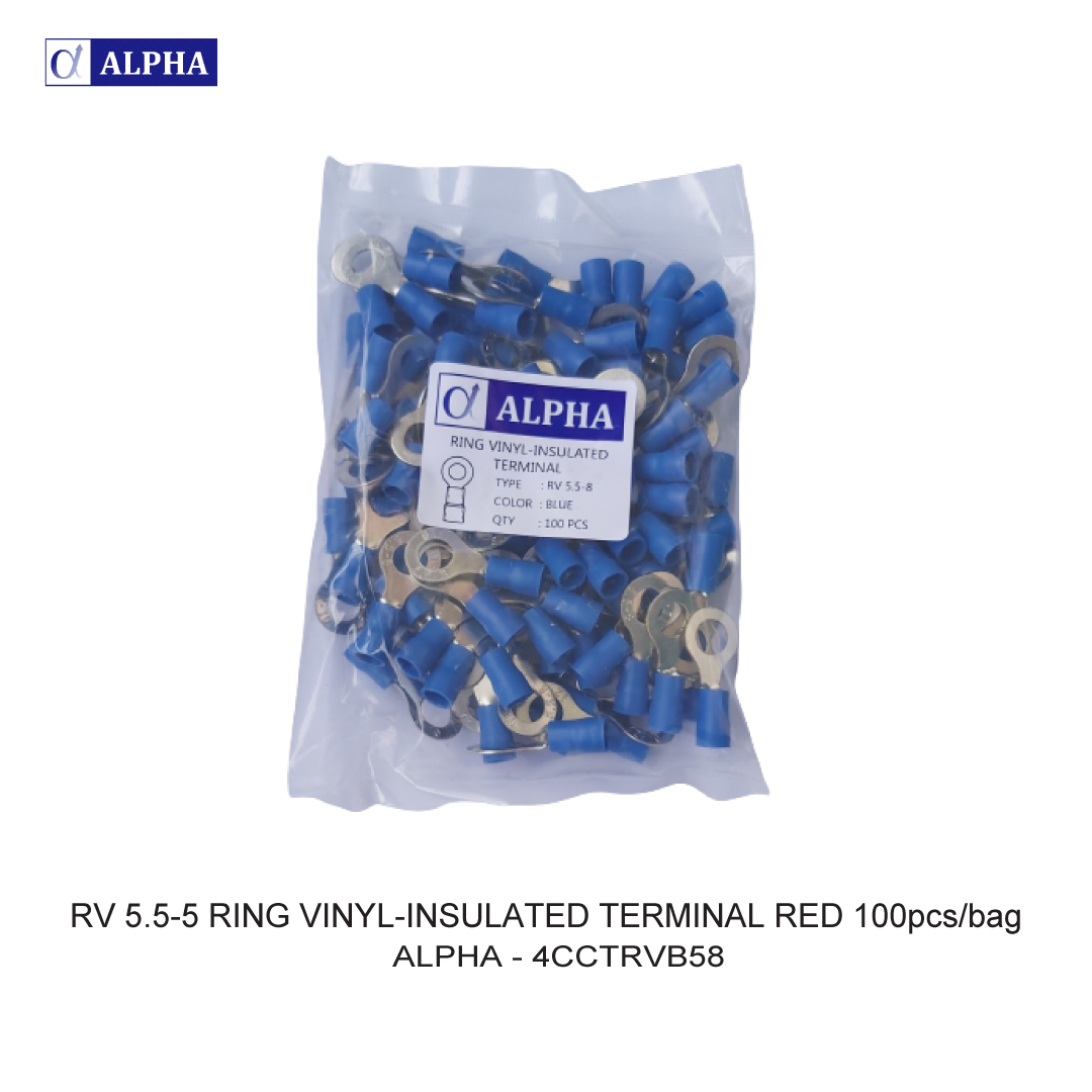 RV 5.5-5 RING VINYL-INSULATED TERMINAL RED 100pcs/bag