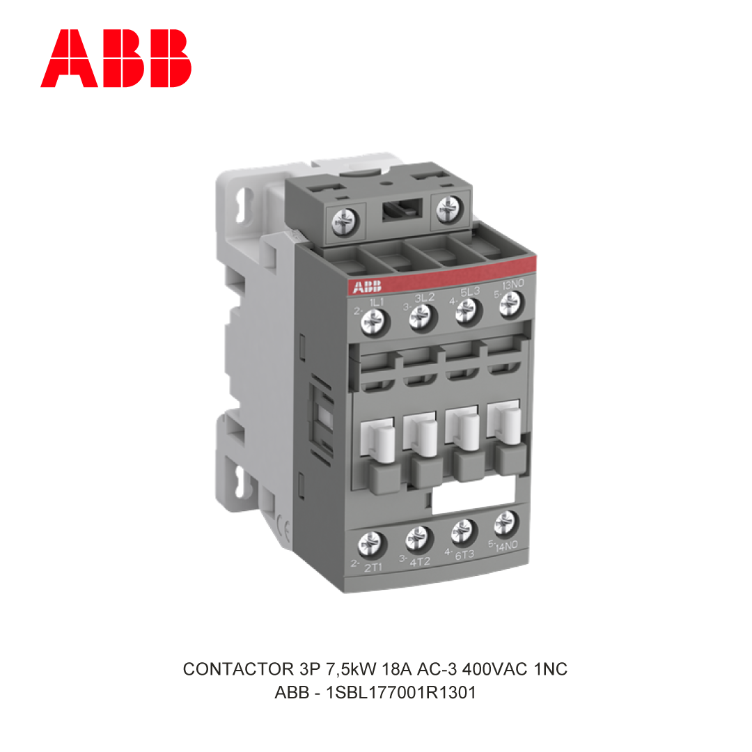 CONTACTOR 3P 7.5kW 18A AC-3 100-250V AC/DC 400V COIL 1NC